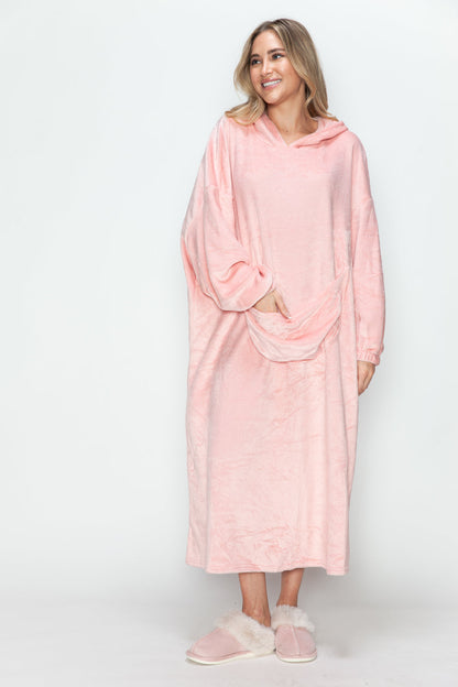 Hazel Blues® |  Double Take Pocketed Hooded Midi Lounge Dress