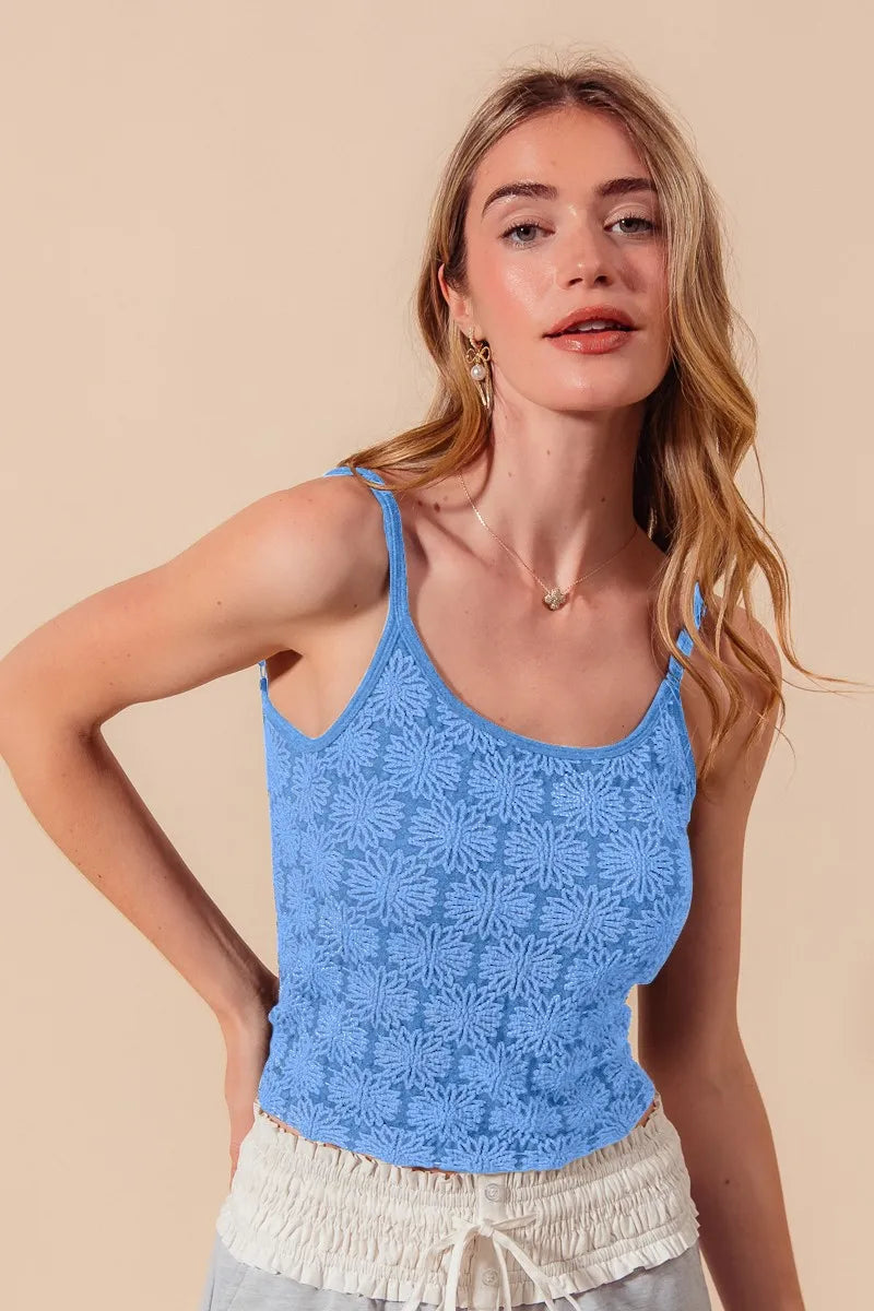 Hazel Blues® |  SO ME Two Tone Floral Seamless Tank Top