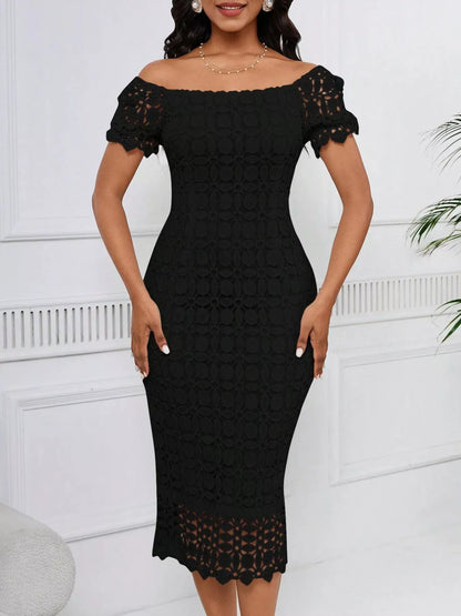 Hazel Blues® |  Lace Short Sleeve Midi Dress