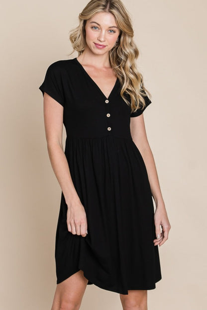 Hazel Blues® |  BOMBOM V-Neck Short Sleeve Dress
