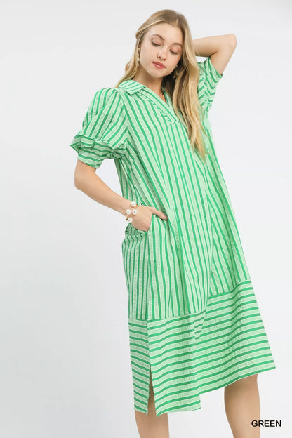 Stripe Right Dress | Striped Puff Sleeve Dress