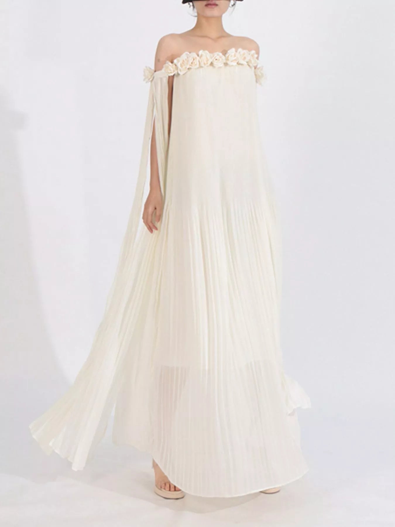 Hazel Blues® |  Off-Shoulder Floral Pleated Maxi Dress