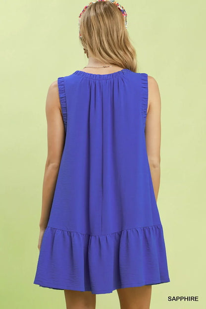 Hazel Blues® |  Umgee Sleeveless Ruffle Trim Drop Waist Mini Dress