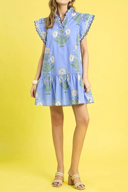 Hazel Blues® |  Floral Print Ruffle Sleeve Dress