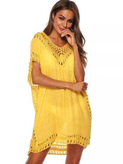 Hazel Blues® |  Crochet Trim V-Neck Cover-Up Dress