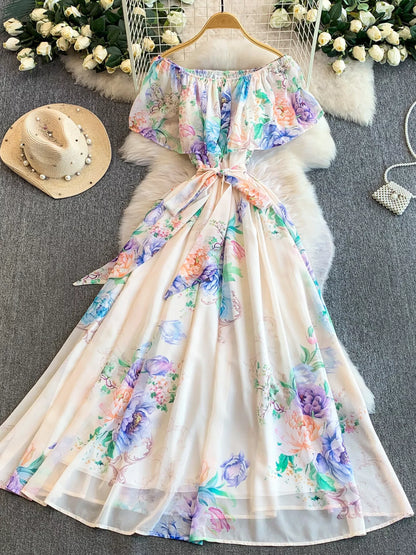 Hazel Blues® |  Floral Off-Shoulder A-Line Dress