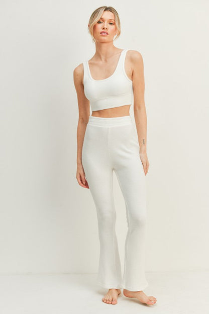 Hazel Blues® |  Kimberly C Waffle Tank and High Waist Flare Pants Set