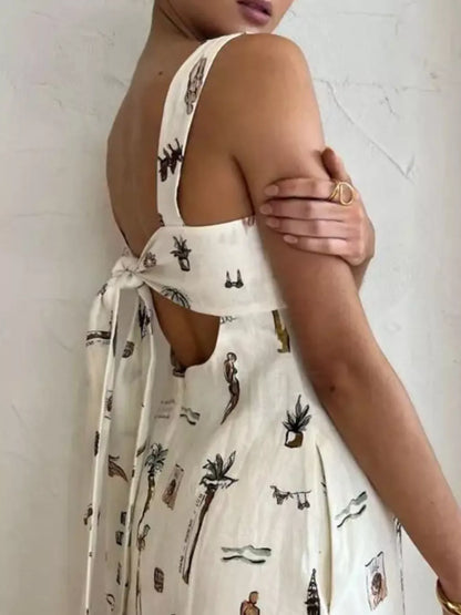 Hazel Blues® |  Printed Sleeveless Maxi Dress with Pockets