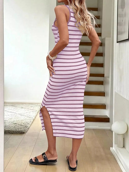 Hazel Blues® |  Striped Sleeveless Bodycon Midi Dress