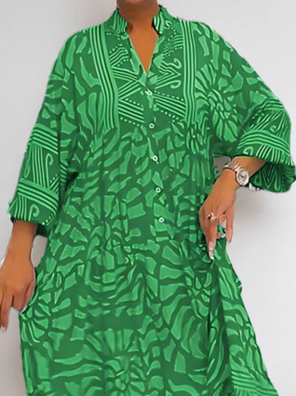 Hazel Blues® |  Printed Button Front Midi Dress