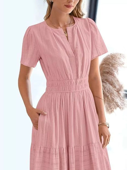 Hazel Blues® | Short Sleeve Tiered Midi Dress