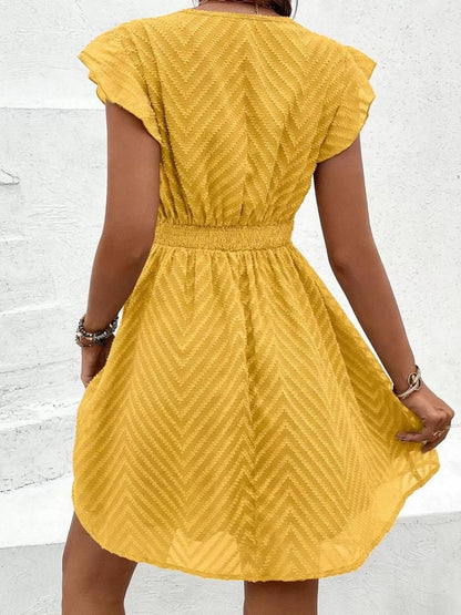 Hazel Blues® |  V-Neck Ruffle Sleeve Mini Dress