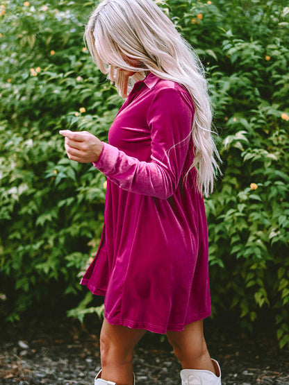 Hazel Blues® |  Collared Neck Buttoned Mini Dress