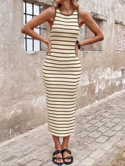 Hazel Blues® |  Striped Sleeveless Bodycon Midi Dress