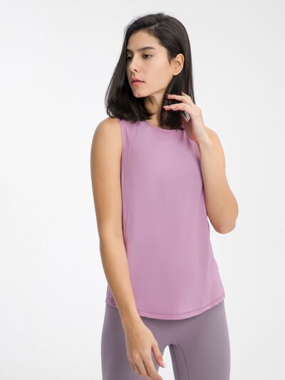 Hazel Blues® |  Millennia Cutout Back Round Neck Active Tank
