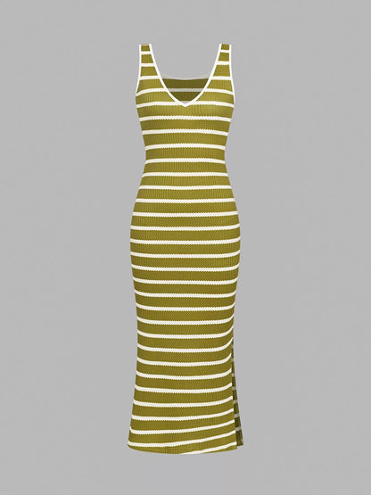 Hazel Blues® |  Striped Bodycon Knit Midi Dress
