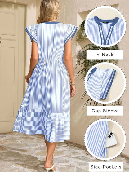 Ruffle Romance Dress | Ruffle Striped Dress