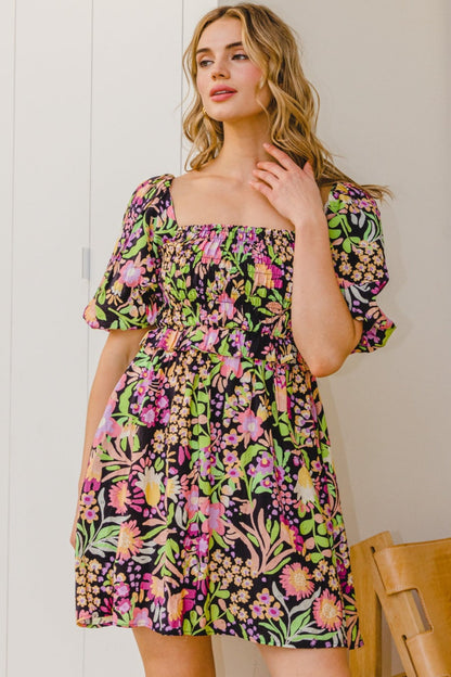 Hazel Blues® |  ODDI Floral Tie-Back Mini Dress