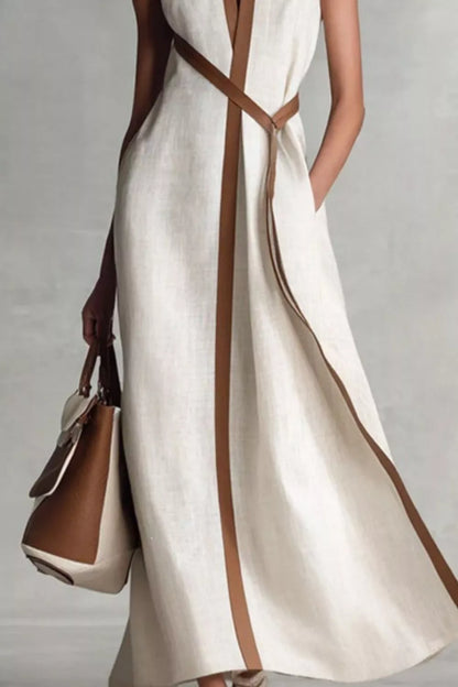 Hazel Blues® |  Sleeveless Contrast Trim Midi Dress