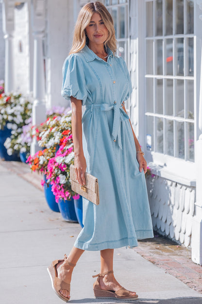Hazel Blues® |  Weekend Denim Dress | Denim Button Front Dress