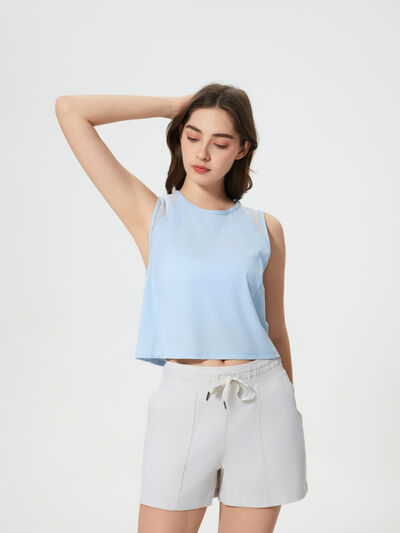 Hazel Blues® |  Millennia Round Neck Cropped Active Tank