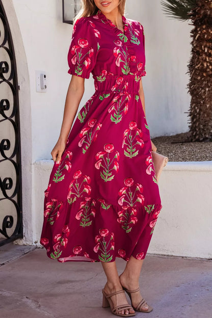 Hazel Blues® |  Floral Print Short Sleeve Midi Dress