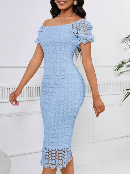 Hazel Blues® |  Lace Short Sleeve Midi Dress