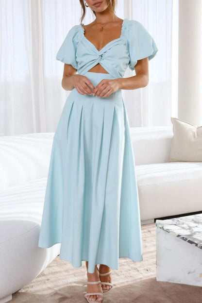 Hazel Blues® |  Sweetheart Neck Puff Sleeve Dress