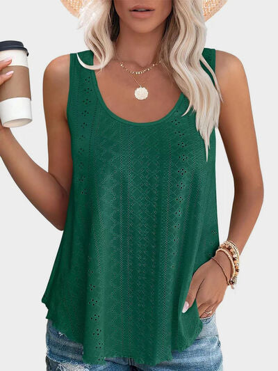 Hazel Blues® |  Florira Eyelet Round Neck Tank