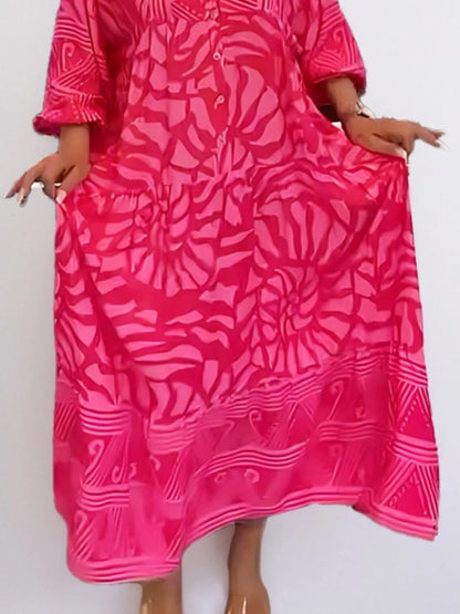 Hazel Blues® |  Printed Button Front Midi Dress