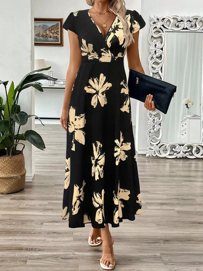 Hazel Blues® |  Surplice Cap Sleeve Midi Dress