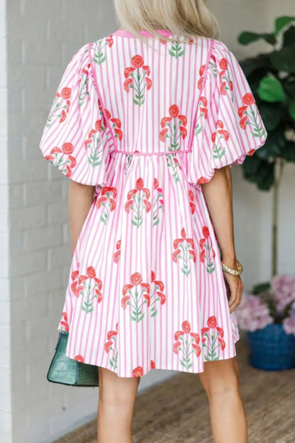 Hazel Blues® |  Striped Floral Print Mini Dress