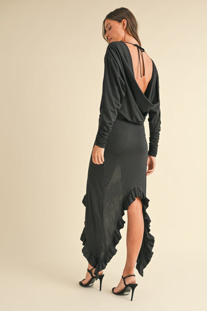 Hazel Blues® |  Mable Backless Asymmetric Ruffle Hem Dress