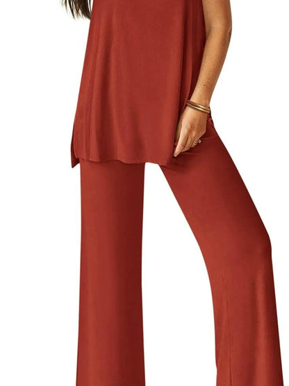 Hazel Blues® |  Round Neck Tank and Pants Set