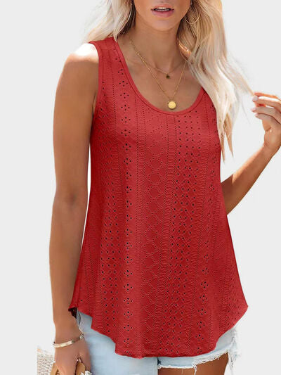 Hazel Blues® |  Florira Eyelet Round Neck Tank