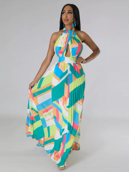 Sunny Stroll Dress | Pleated Halter Dress
