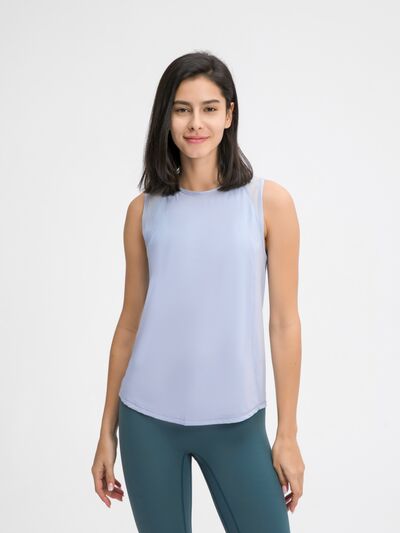 Hazel Blues® |  Millennia Cutout Back Round Neck Active Tank
