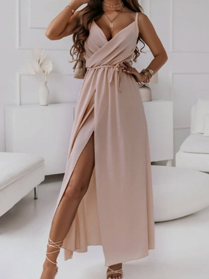 Hazel Blues® |  Tied Surplice Sleeveless Midi Cami Dress