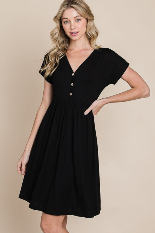 Hazel Blues® |  BOMBOM V-Neck Short Sleeve Dress