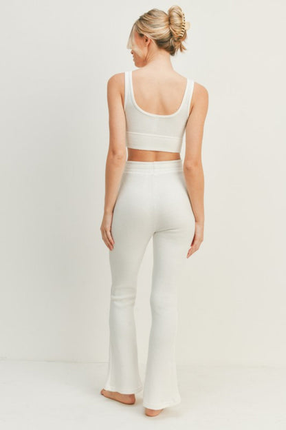 Hazel Blues® |  Kimberly C Waffle Tank and High Waist Flare Pants Set