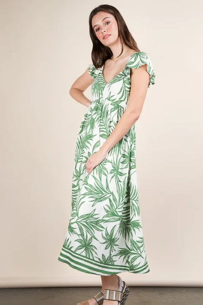 Hazel Blues® |  VERY J Tropical Printed Midi Summer Boho Dress