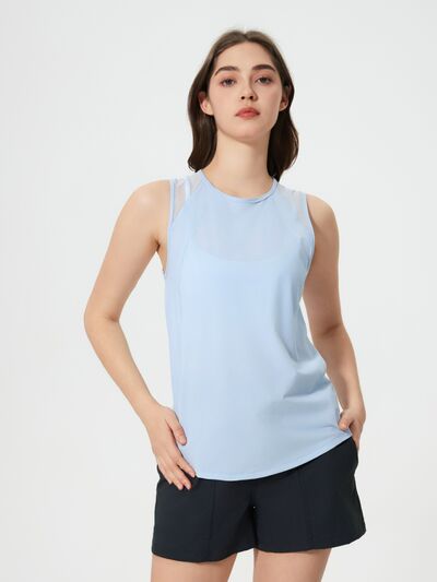 Hazel Blues® |  Millennia Cutout Back Round Neck Active Tank