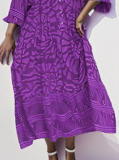 Hazel Blues® |  Printed Button Front Midi Dress