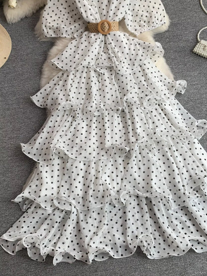 Hazel Blues® |  Polka Dot Ruffled Tiered Dress