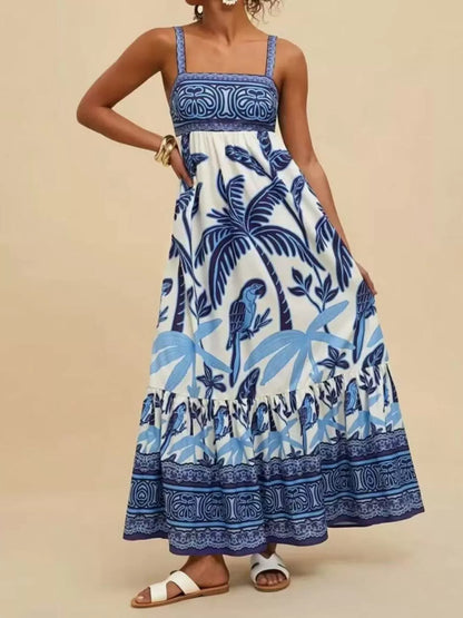 Hazel Blues® |  Printed Square Neck Maxi Dress