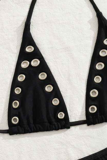 Black Eyelet Elegant Bikini Set