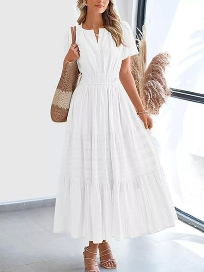 Hazel Blues® | Short Sleeve Tiered Midi Dress