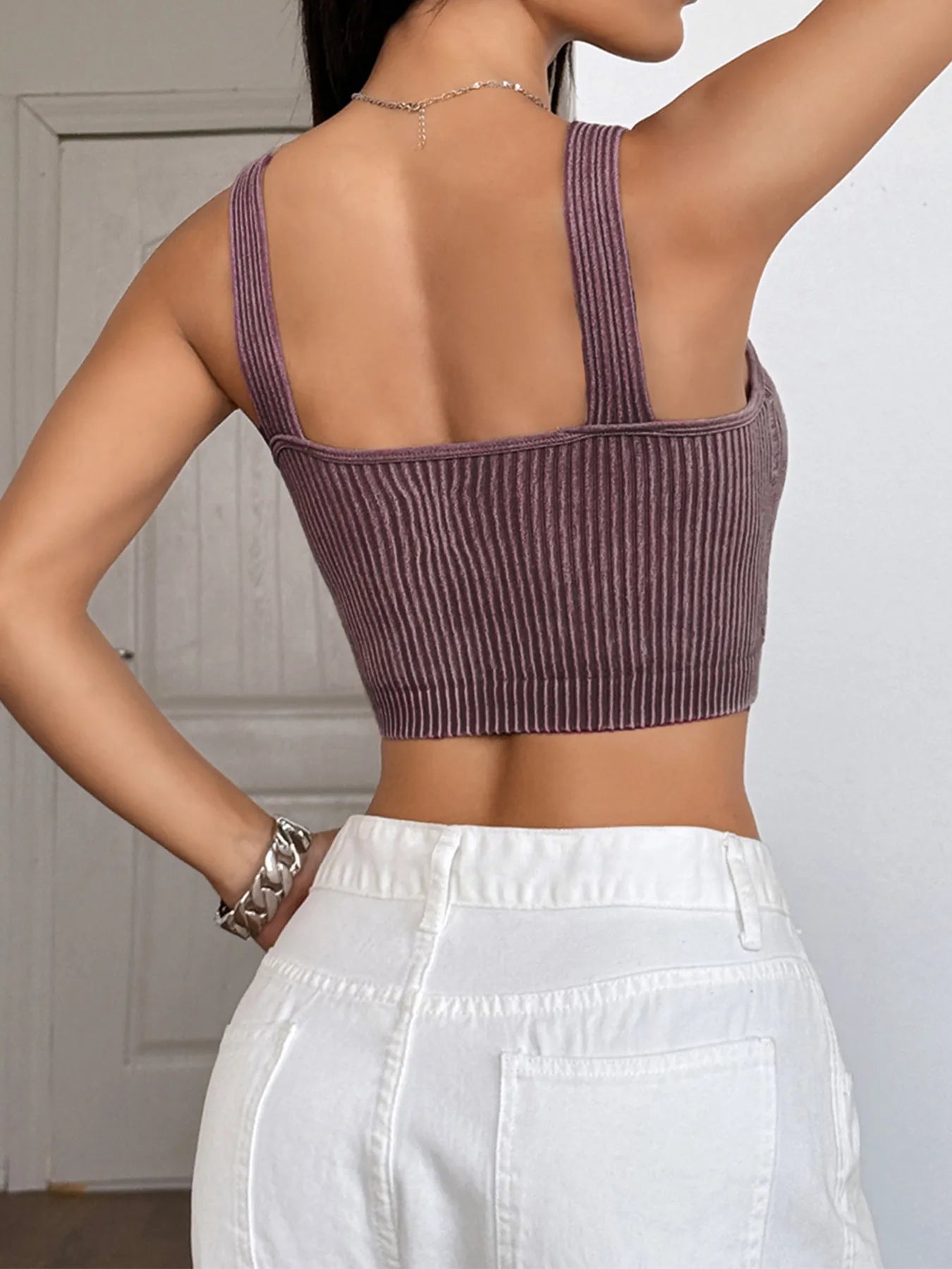 Hazel Blues® |  Ribbed Scoop Neck Crop Tank Top