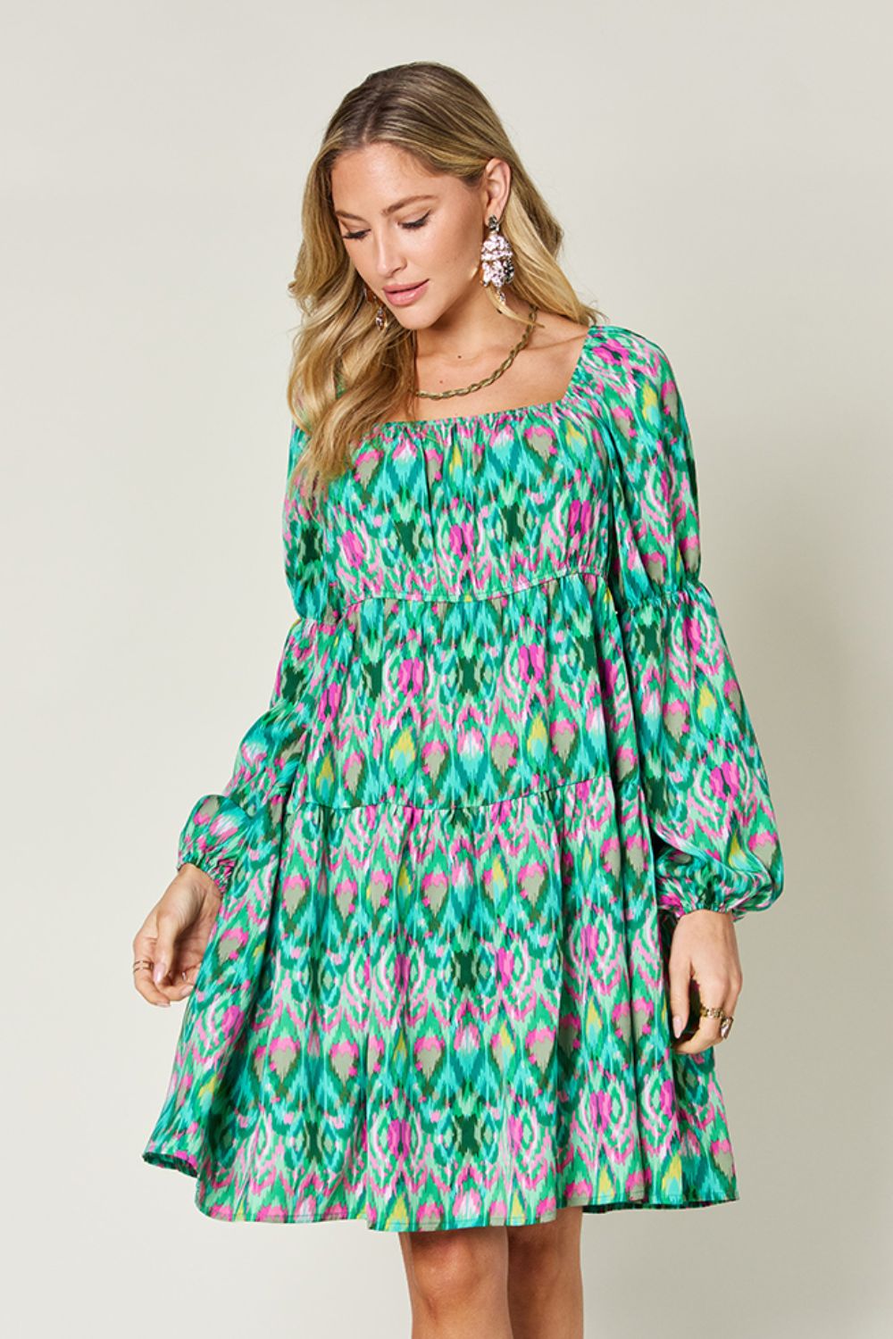 Hazel Blues® |  Double Take Printed Long Sleeve Dress