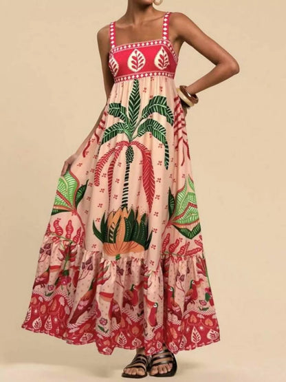 Hazel Blues® |  Printed Square Neck Maxi Dress
